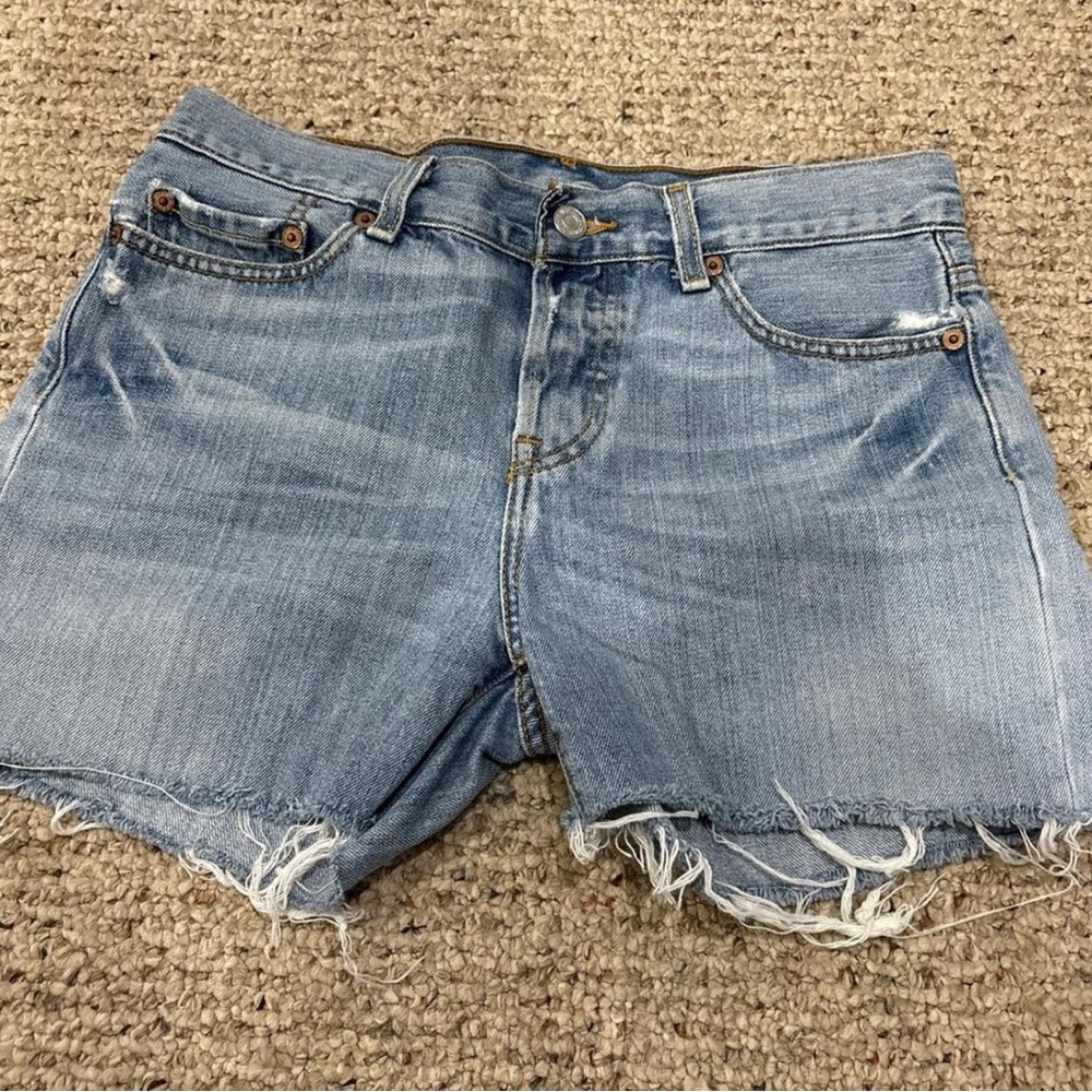 Levi's Blue Distressed Jean Shorts